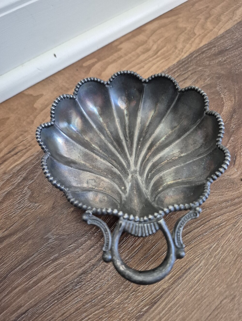 Vintage Scalloped Shell Trinket Dish - Silver-Tone